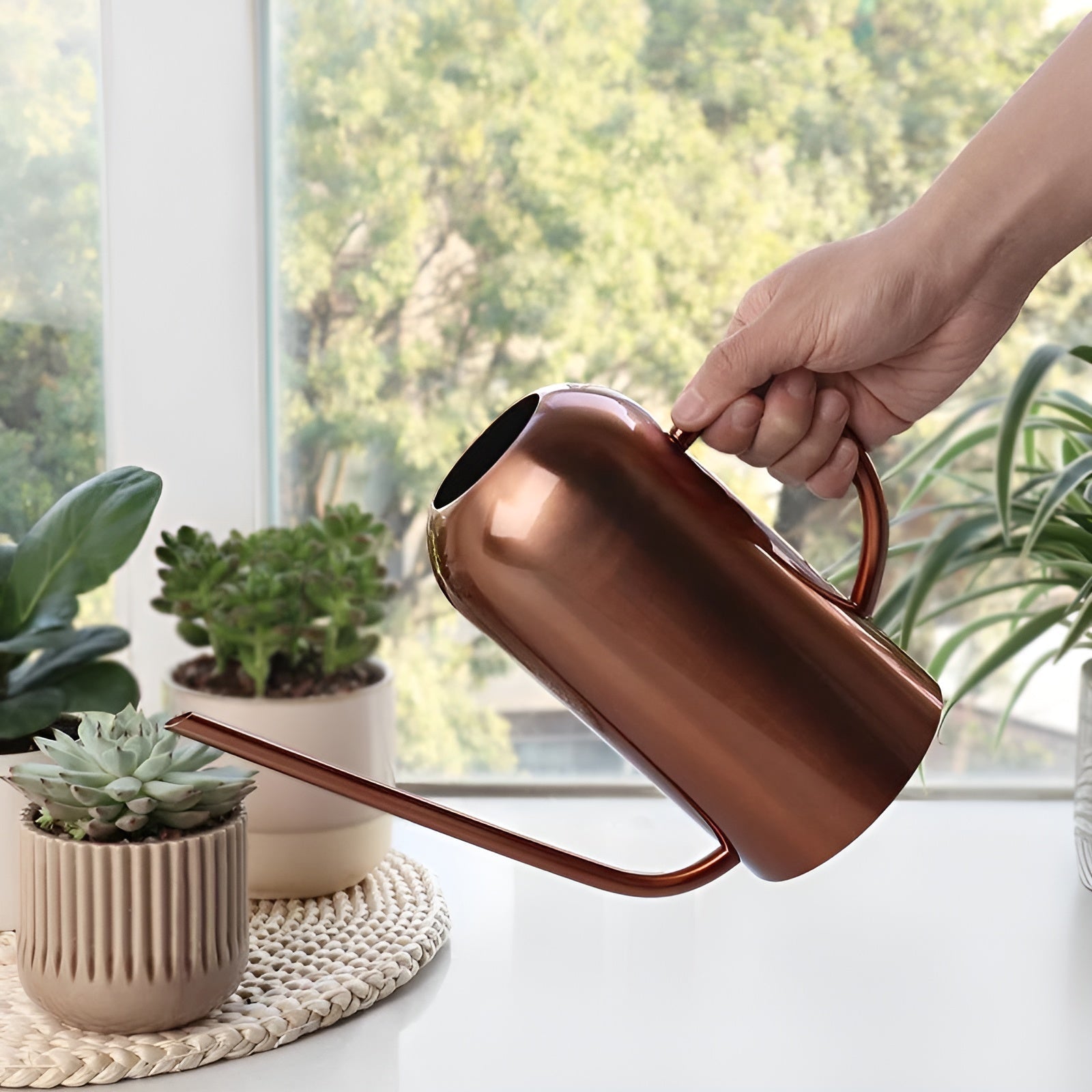 Vandkande Rustfrit Stål 1,5L Kapacitet | Lang Tud Præcisionsvanding Design | Indendørs Udendørs Plante & Blomstervanding | Vanero