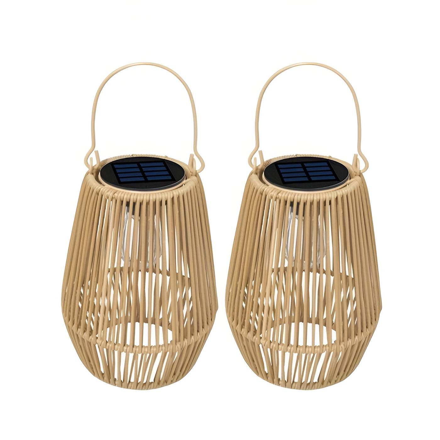 CageRattan Solcellelamper Have | Bambus Solcellelamper - Vandtæt Hængelanterne | Vanero
