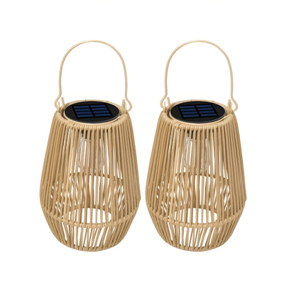 CageRattan Solcellelamper Have | Bambus Solcellelamper - Vandtæt Hængelanterne | Vanero
