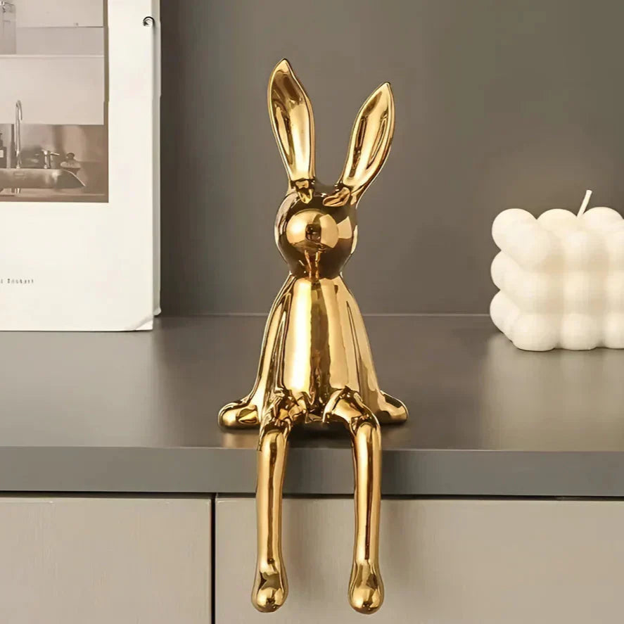 Keramisk Kaninfigur Til Boligindretning | Blank Finish Dekorativ Udstillingsfigur | Indendørs Dekoration Til Hylder Borde Og Konsoller | Vanero
