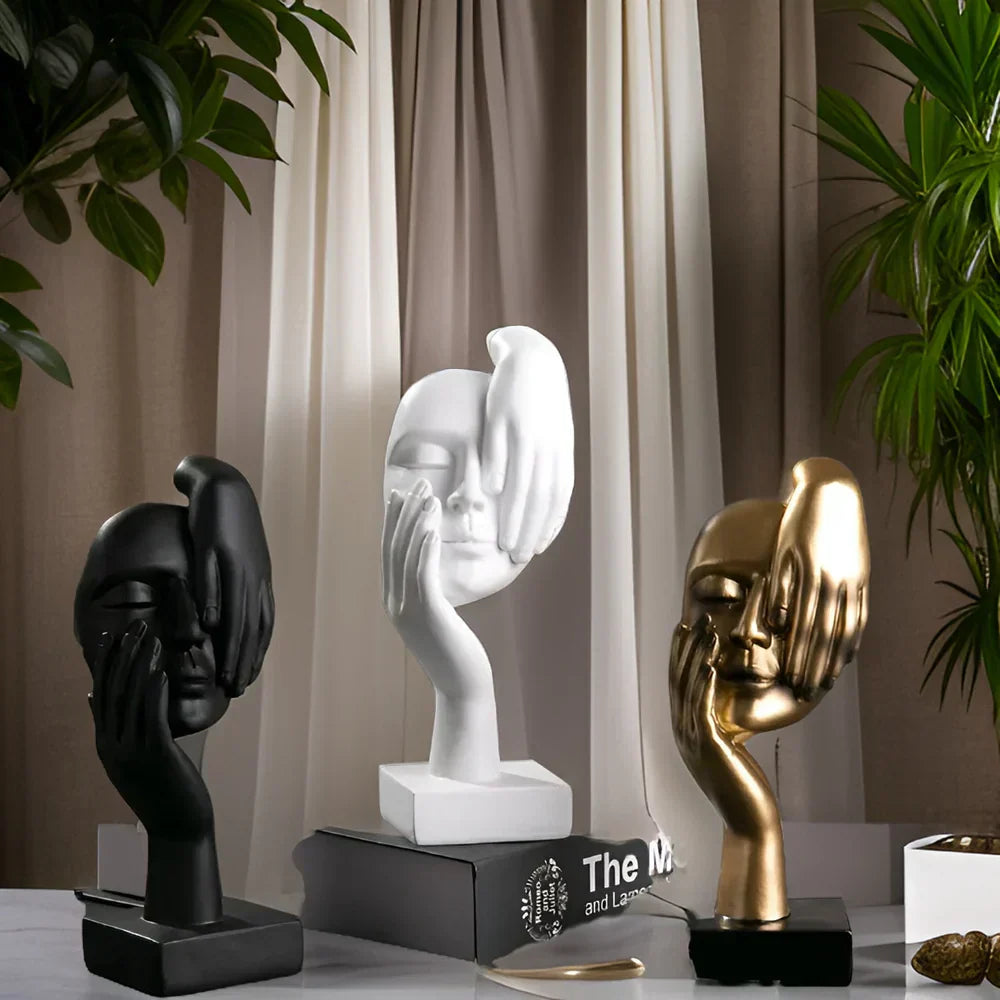 Abstrakt Ansigt Skulptur Harpiks Design | Fritstående Dekorativ Figur Til Indendørs Brug | Hylde Skrivebord Entré & Boligindretning | Vanero