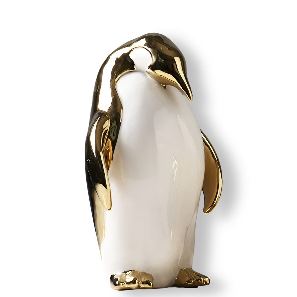 Pingvin Keramikskulptur Dekorativ Figur | Keramisk Konstruktion Med Metallisk Finish | Indendørs Dekoration Til Hylde & Bord | Vanero