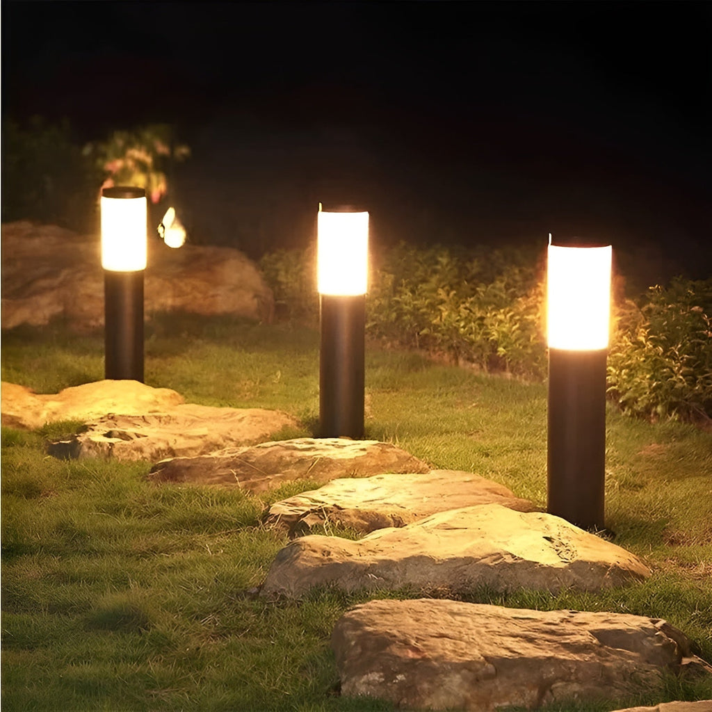 Solpostlampe Rustfrit Stål Design | LED Havebelysning Med Skumringssensor | Indkørsel Terrasse & Udendørs Brug | Vanero