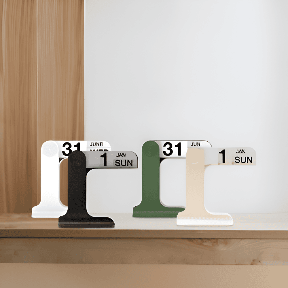 Justerbar Bordkalender Med Roterende Visning | Metalkonstruktion Til Dato & Måned Oversigt | Hjem & Kontor Borddekoration | Vanero