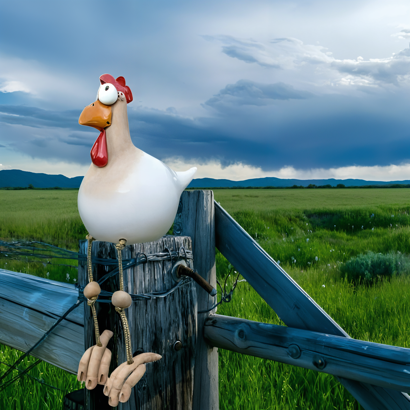 Storøjet Hønse Statue | Vejrbestandig Harz Håndværk - Hane Have Statue | Vanero