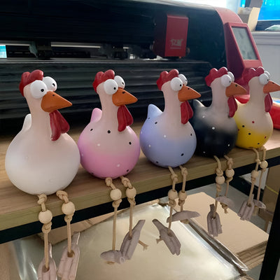 Storøjet Hønse Statue | Vejrbestandig Harz Håndværk - Hane Have Statue | Vanero