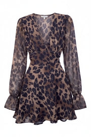 Dame Polyester Kjole | Leopardprint A Linie Kjole Til Hverdagsbrug Og Ferie | Vanero
