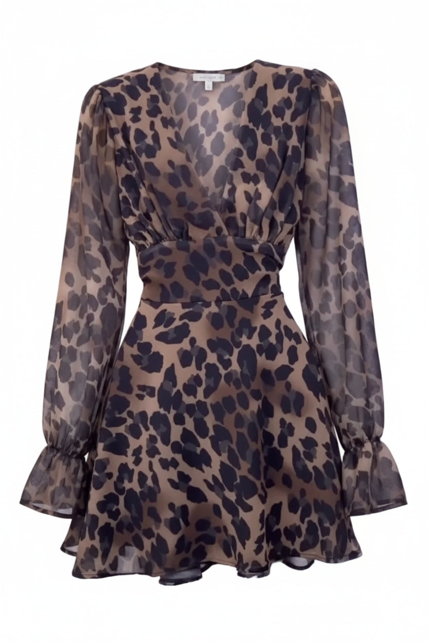 Dame Polyester Kjole | Leopardprint A Linie Kjole Til Hverdagsbrug Og Ferie | Vanero