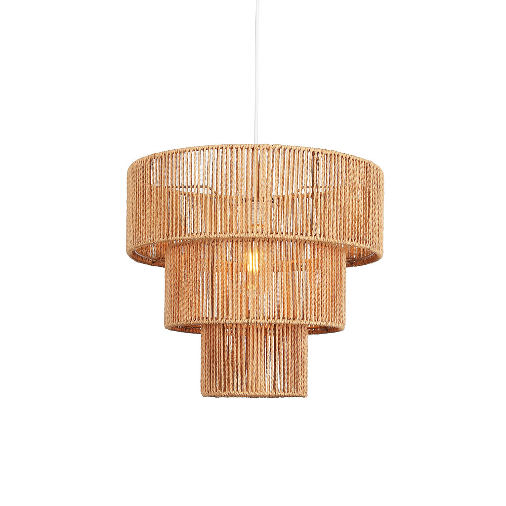 Pendellampe Ø40 cm Med Flettet Skærm | Design Med Justerbar Ophængskabel | Indendørs Loftbelysning Til Spisestuer Og Stuer | Vanero