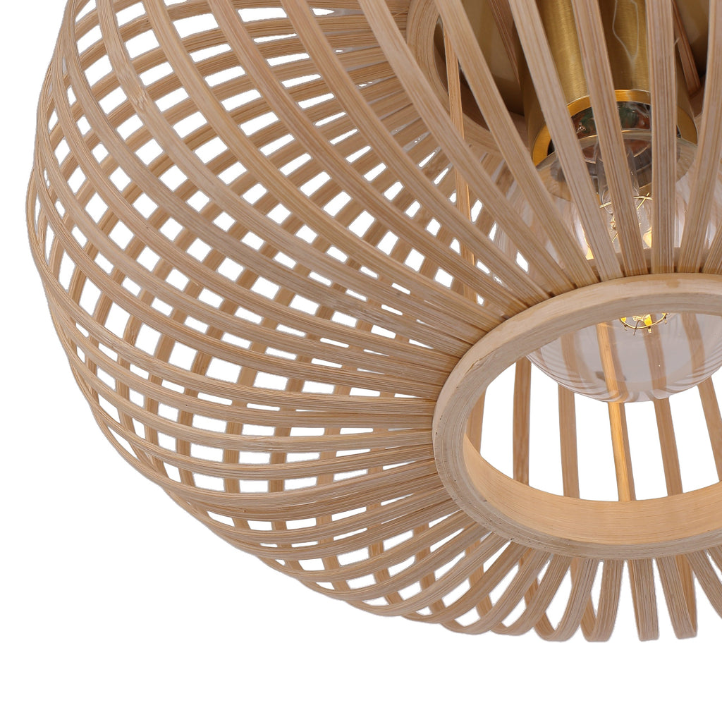 Loftlampe Med Flettet Bambusskærm | Ø45 cm Naturfiber Konstruktion | E27 Indendørs Belysning Til Stuer Og Spiseområder | Vanero