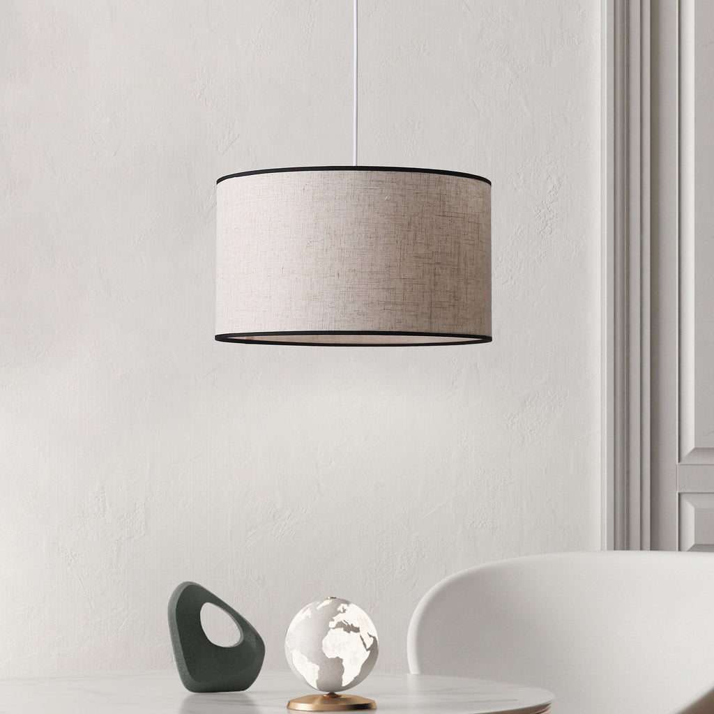 Pendellampe Med Flettet Naturfiberskærm | Ø40 cm E27 Kompatibel Loftlampe | Indendørs Belysning Til Spisestuer Og Opholdsrum | Vanero