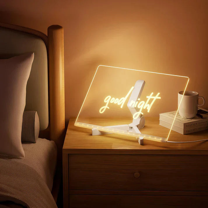 LED Skrive- Og Tegnetavle Med Akrylpanel | USB Drevet Genanvendelig Notetavle & Natlys | Vanero