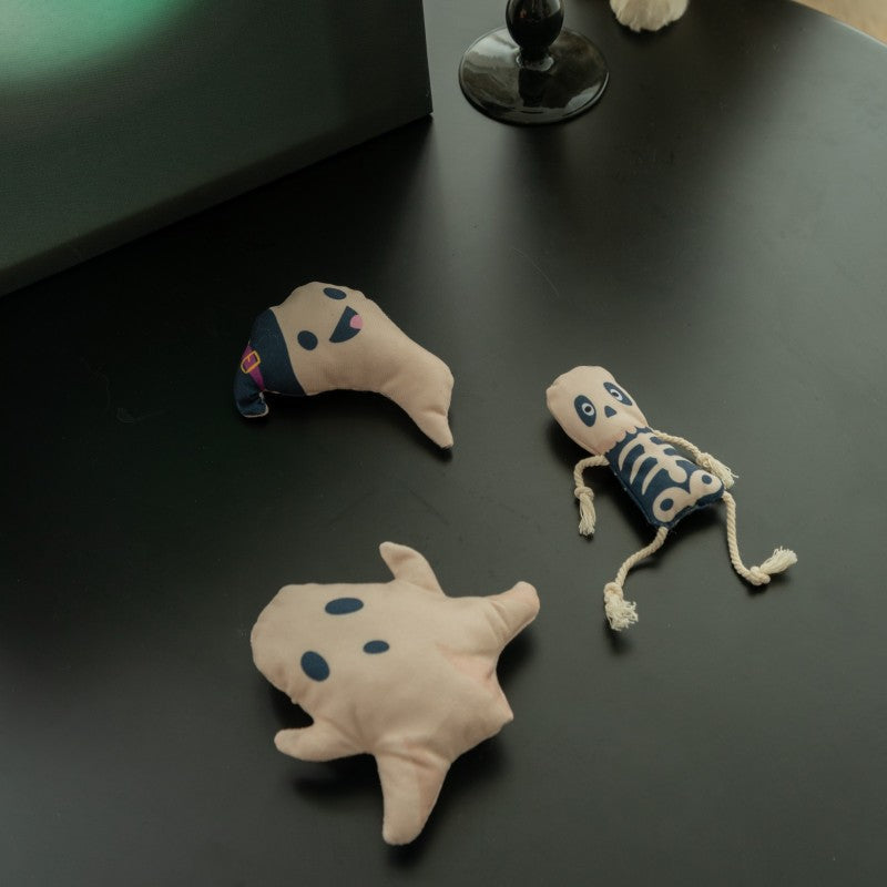 Halloween Kattelegetøj med Katteurt | Kranieformet Plyschdesign | Interaktivt Legetøj Til Indendørs Leg & Sæsonbrug | Vanero