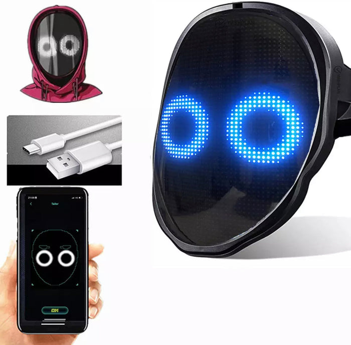 Bluetooth LED Maske Med Appstyring | Tilpasset Tekst Billede & Musiksynkronisering | Kostume Festival & Cosplay | Vanero