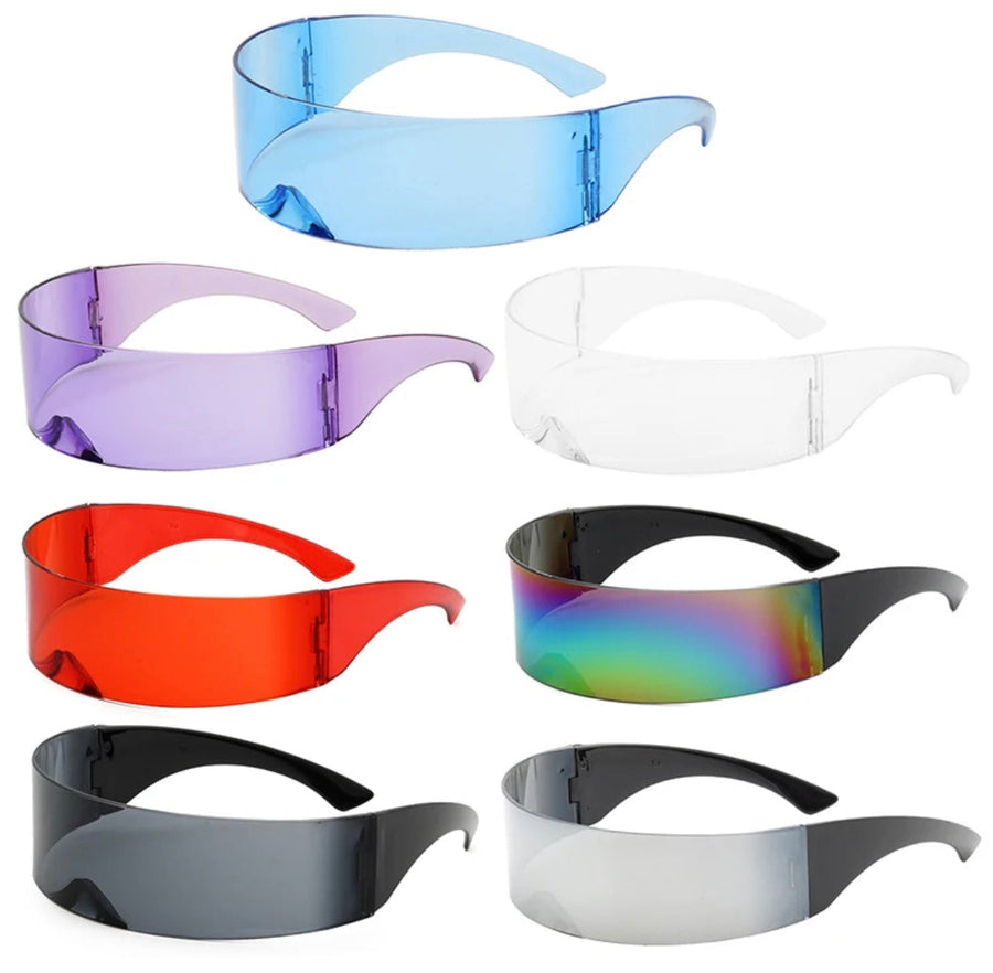 Vintage Rave Glasses Plast & Gummi | Rammefri Solbriller | Farvede Linser til Festivaler Events & Styling | Vanero