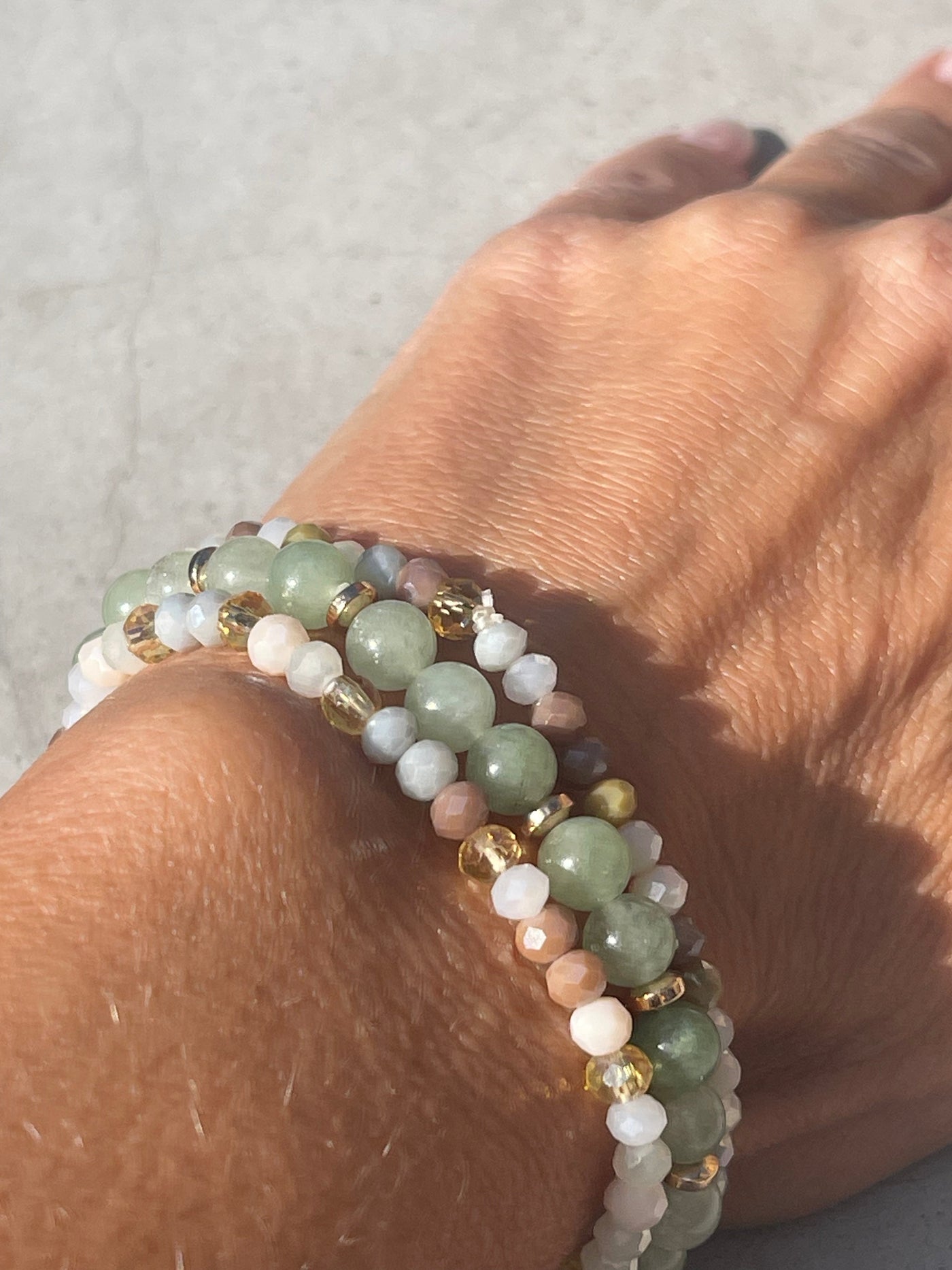 Armbånd Luna Jade Green | Sæt Med 3 Stk | Vanero