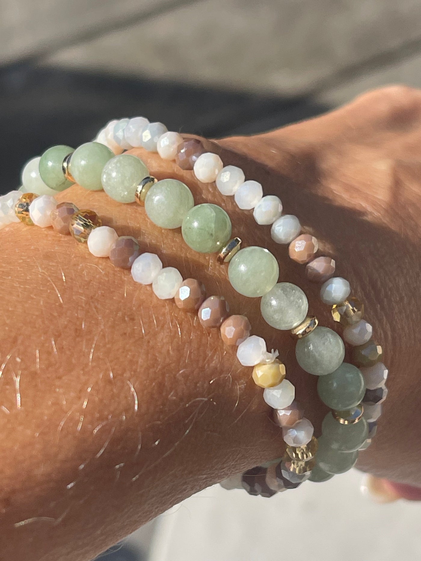 Armbånd Luna Jade Green | Sæt Med 3 Stk | Vanero