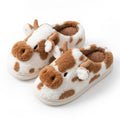 Husko Med Ko-Motiv I Kunstpels | Plushfor & Struktureret EVA-Sål | Slip-On Indendørs Husko Med Dekorative Detaljer | Vanero
