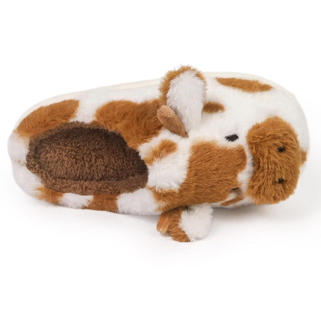 Husko Med Ko-Motiv I Kunstpels | Plushfor & Struktureret EVA-Sål | Slip-On Indendørs Husko Med Dekorative Detaljer | Vanero