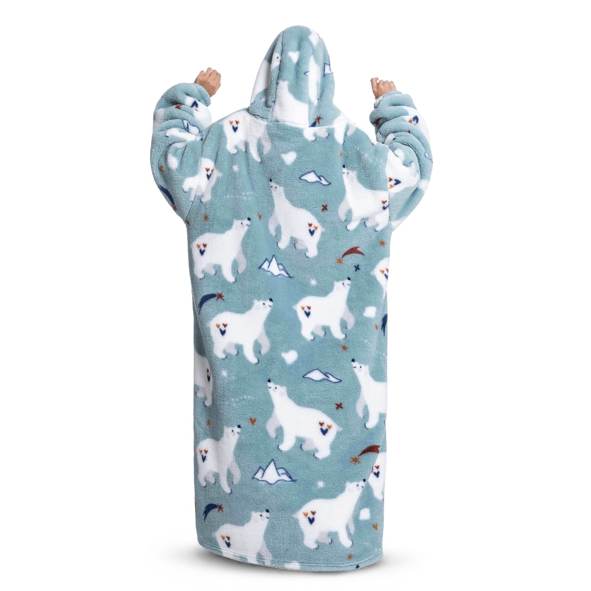 Oversized Tæppepullover Med Hætte | 100 % Polyester-Flanell-Fleece | Langt Bærbart Tæppe Med Stor Frontlomme | Vanero