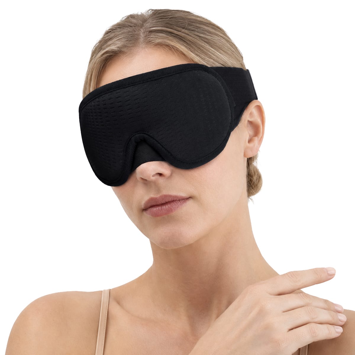3D-Sovemaske | Polyester & Memory Foam | Kontureret Øjenmaske Med Justerbart Bånd Til Søvn, Hvile & Rejser | Vanero