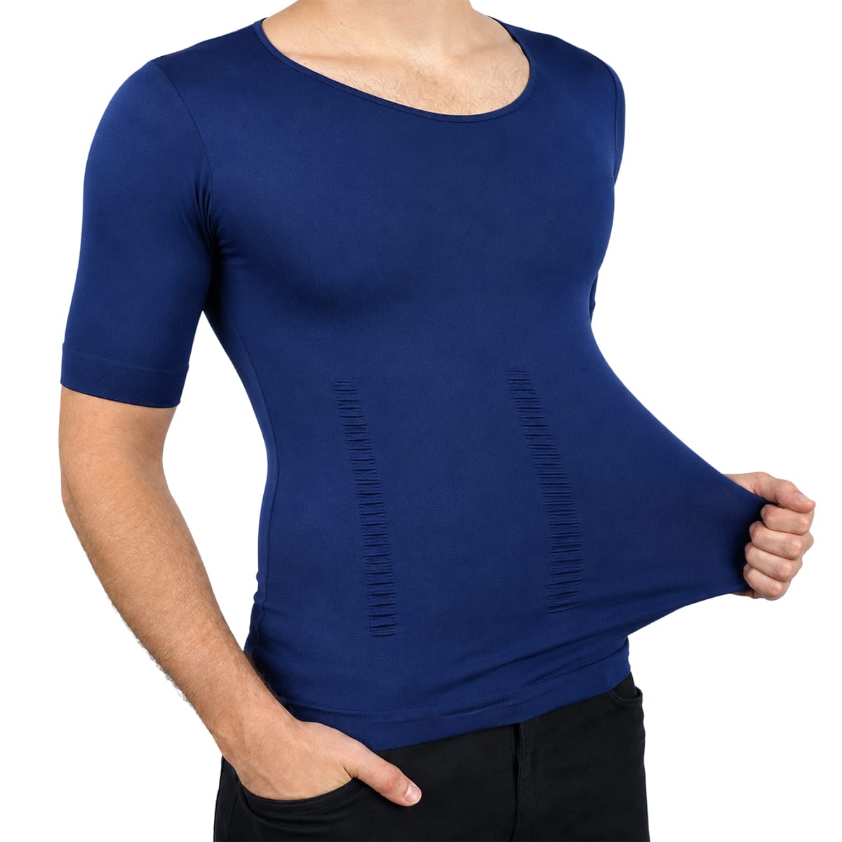 Herre Kompressionsundertrøje | 80 % Nylon & 20 % Spandex | Strækbar Baselayer Med Dyb Rund Hals Til Lag-På-Lag Brug | Vanero