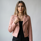 Bikerjakke I Polyester Til Dame | Asymmetrisk Lynlås & Struktureret Krave | Regular Fit Overgangsjakke Til Hverdag | Vanero