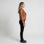 Bikerjakke I Polyester Til Dame | Asymmetrisk Lynlås & Struktureret Krave | Regular Fit Overgangsjakke Til Hverdag | Vanero