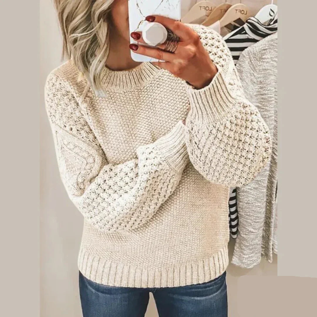 Kayla | Stilfuld Tekstureret Strik-Sweater l Vanero