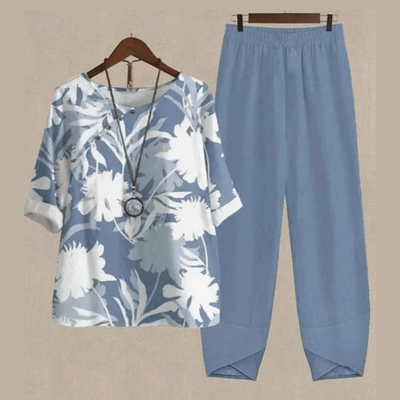 Klara | Elegant Bluse- og Buksesæt Dame | Vanero