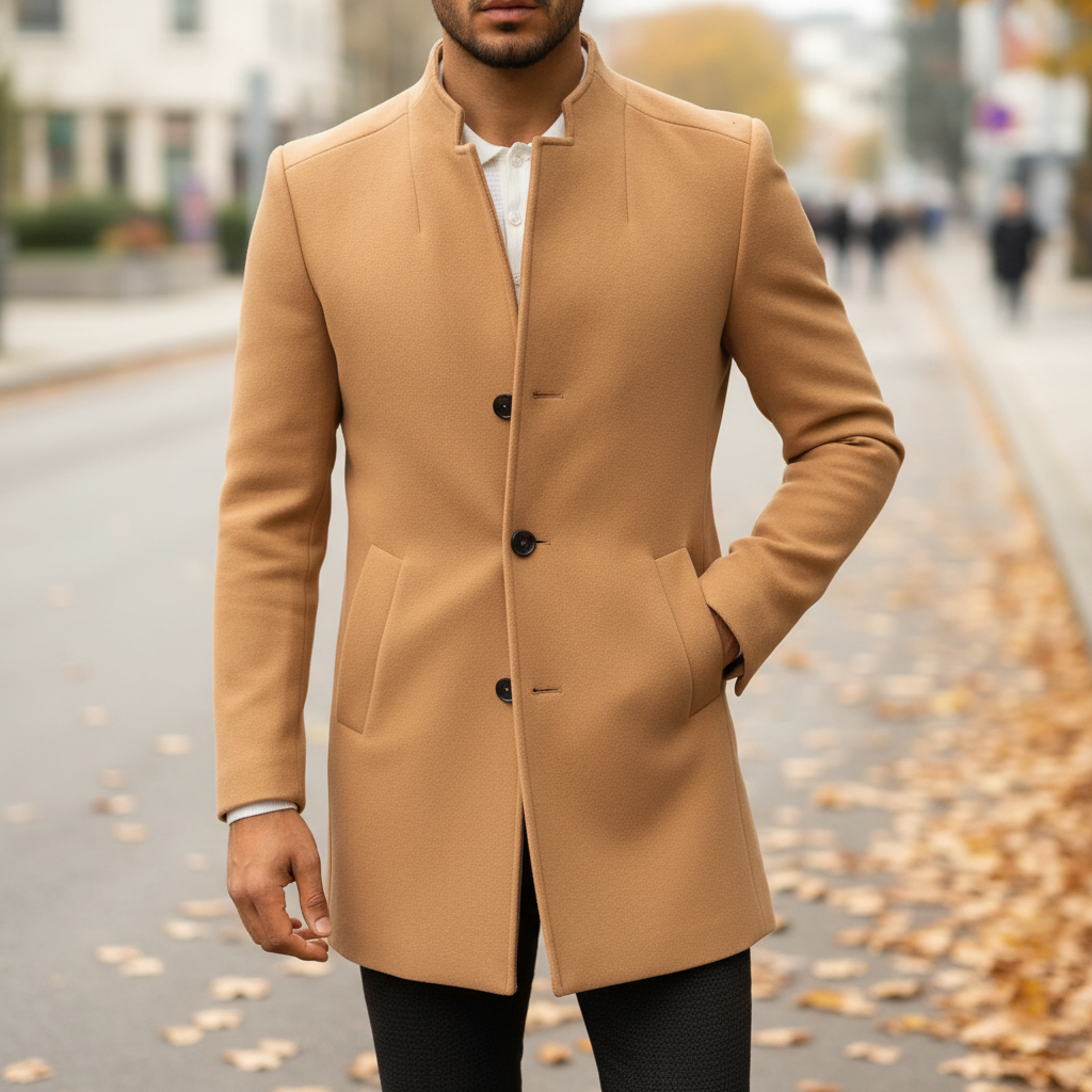 Herre Jakke i Uldblanding | Slim Fit & Klassisk Konstruktion | Yderlag Til Business & Casual Efterårs- og Vinterbrug | Vanero