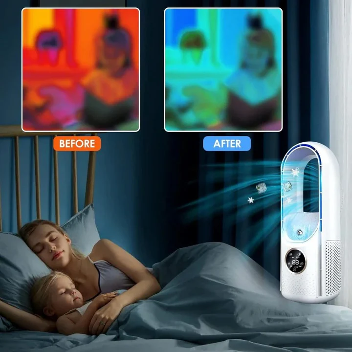 Bærbar Luftkøler - Lameløs Luftkøler Med Justerbare Ventilatorhastigheder