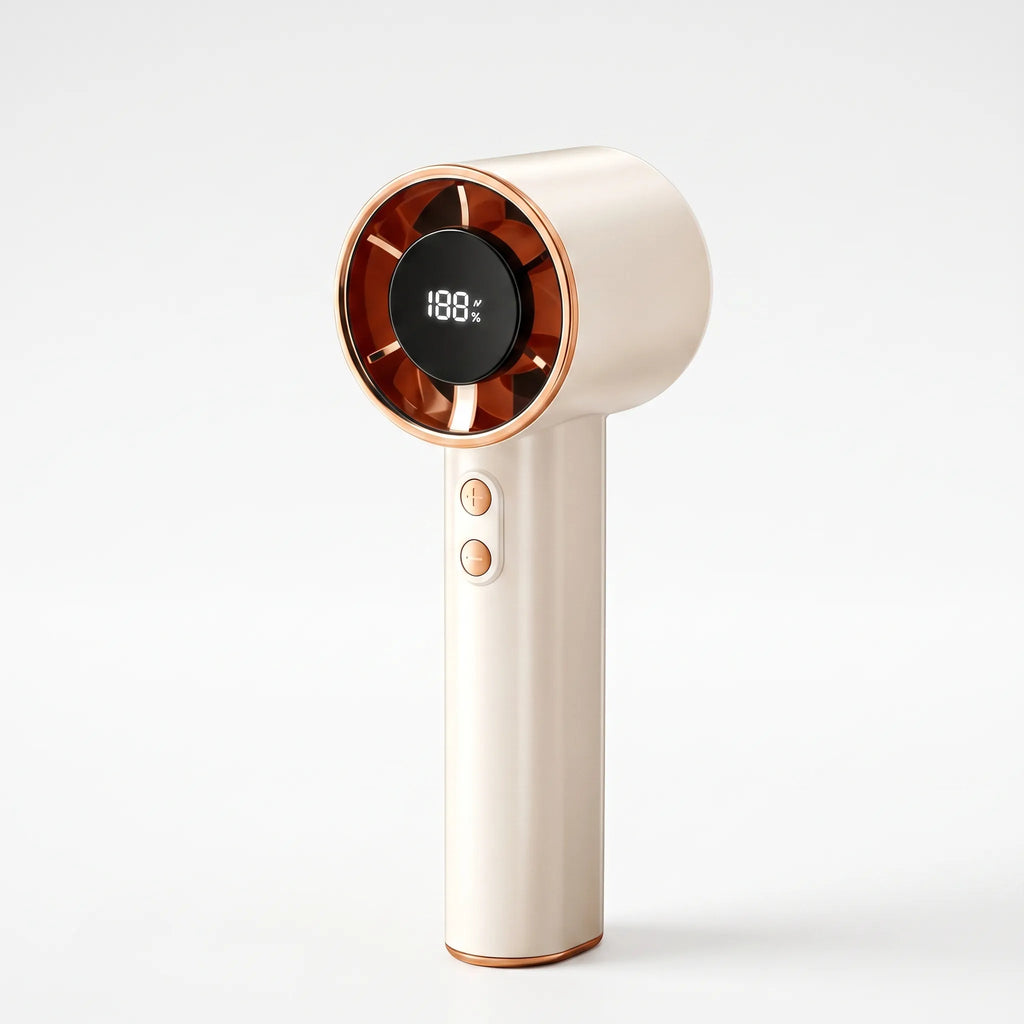 Håndholdt USB-Ventilator Med Digitalt Display | Genopladelig ABS Ventilator Til Personlig Køling | Rejser Og Daglig Brug | Vanero