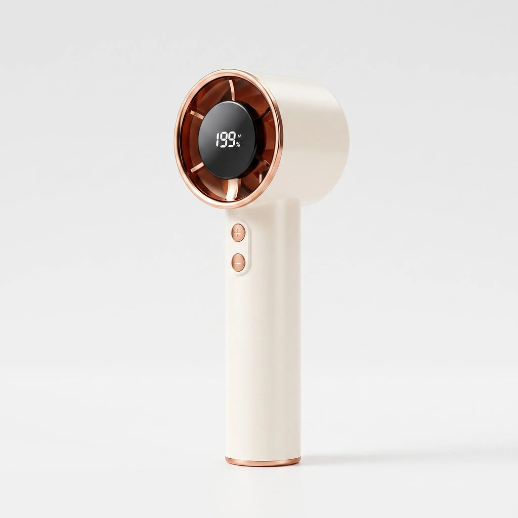 Håndholdt USB-Ventilator Med Digitalt Display | Genopladelig ABS Ventilator Til Personlig Køling | Rejser Og Daglig Brug | Vanero