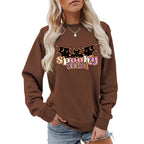 Dame Halloween Sweatshirt i Bomuld | Grafisk Vampyrvinge-Print | Afslappet Langærmet Pullover Til Efterår | Vanero