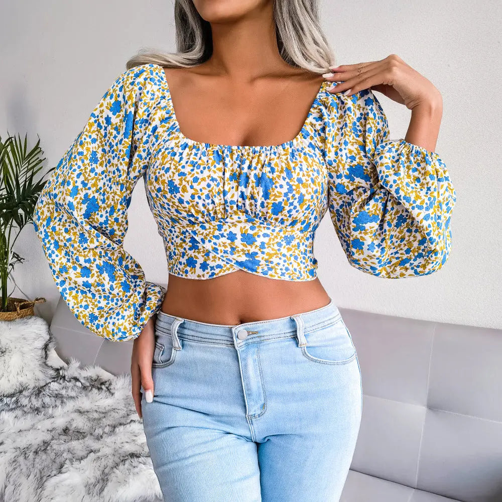 Blomstret Cropped Top | Chiffon | Moderne og Sommerlig l Vanero