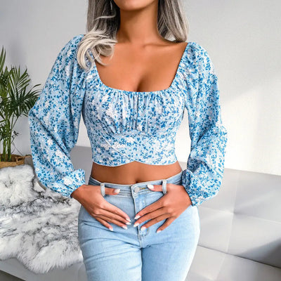Blomstret Cropped Top | Chiffon | Moderne og Sommerlig l Vanero