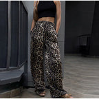 Dame Bukser Stretch Tekstilmateriale | Fleksibel Pasform Leopardmønstrede Bukser | Hverdagsdesign Til Fritid & Casual Brug | Vanero
