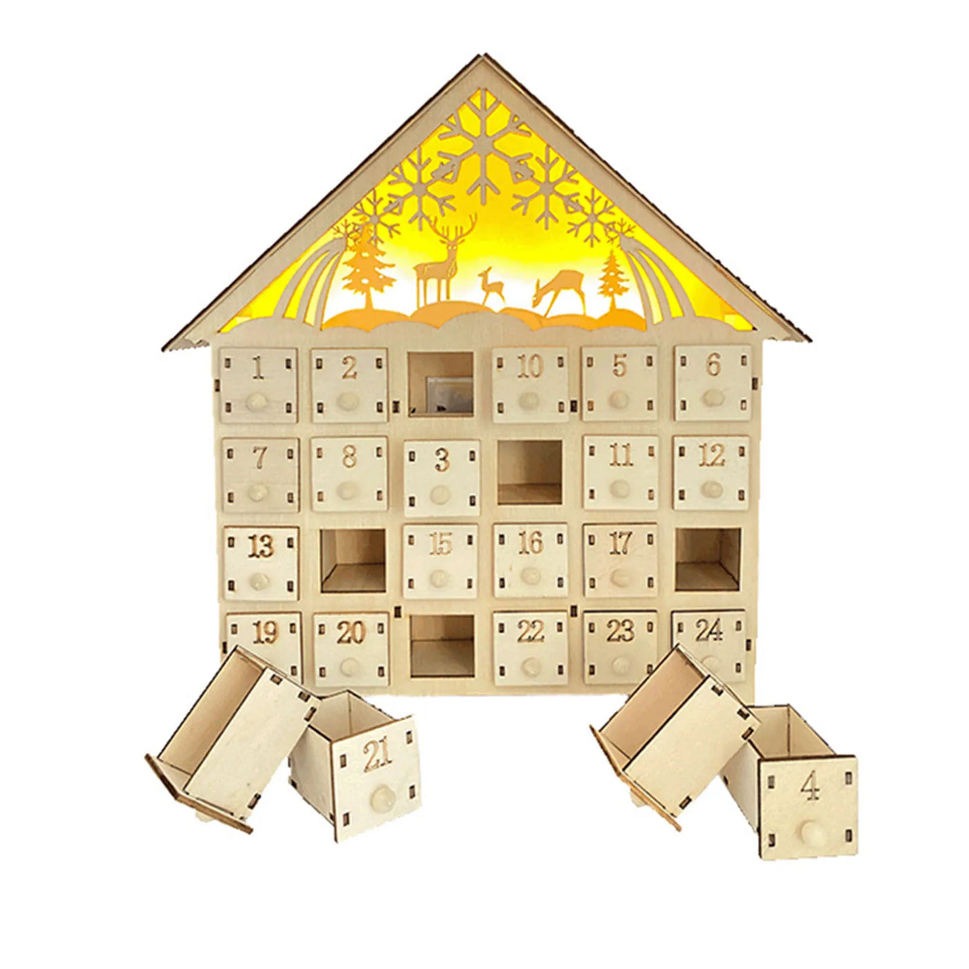 LumiWood | Julekalender med LED & 24 Rum Juledeko | Vanero