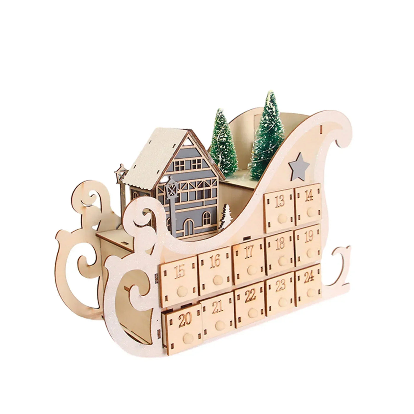 LumiWood | Julekalender med LED & 24 Rum Juledeko | Vanero