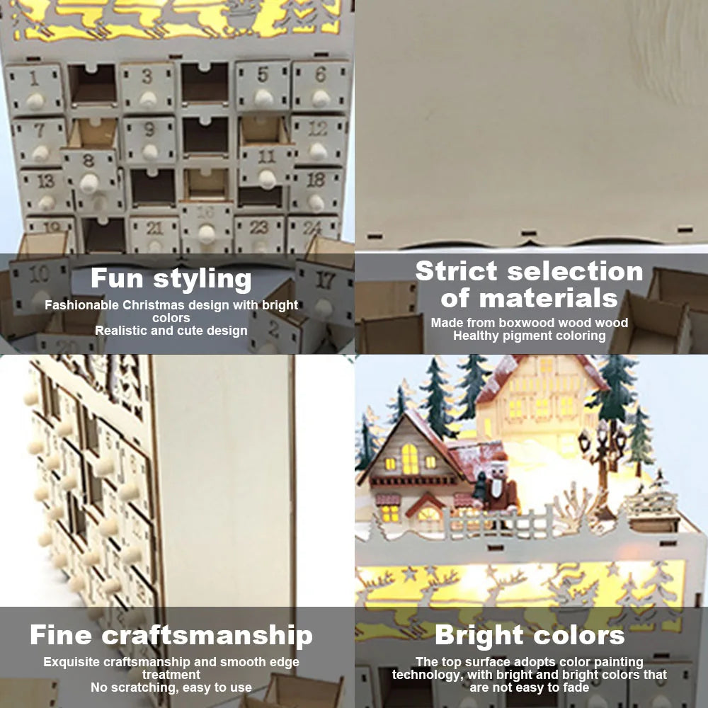 LumiWood | Julekalender med LED & 24 Rum Juledeko | Vanero
