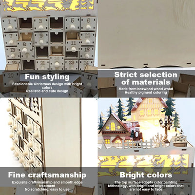 LumiWood | Julekalender med LED & 24 Rum Juledeko | Vanero