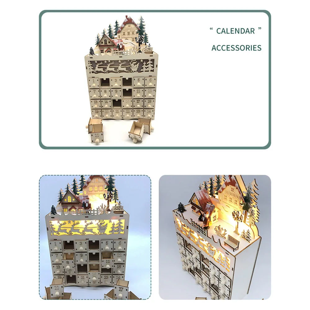 LumiWood | Julekalender med LED & 24 Rum Juledeko | Vanero