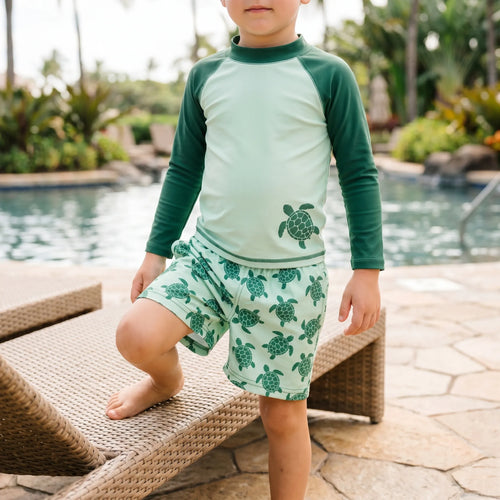 Børne Badetøjssæt | Polyester Og Elastan Rash Guard Med Lange Ærmer | Strand Og Pool | Vanero
