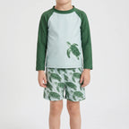 Børne Badetøjssæt | Polyester Og Elastan Rash Guard Med Lange Ærmer | Strand Og Pool | Vanero