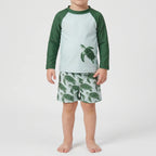 Børne Badetøjssæt | Polyester Og Elastan Rash Guard Med Lange Ærmer | Strand Og Pool | Vanero
