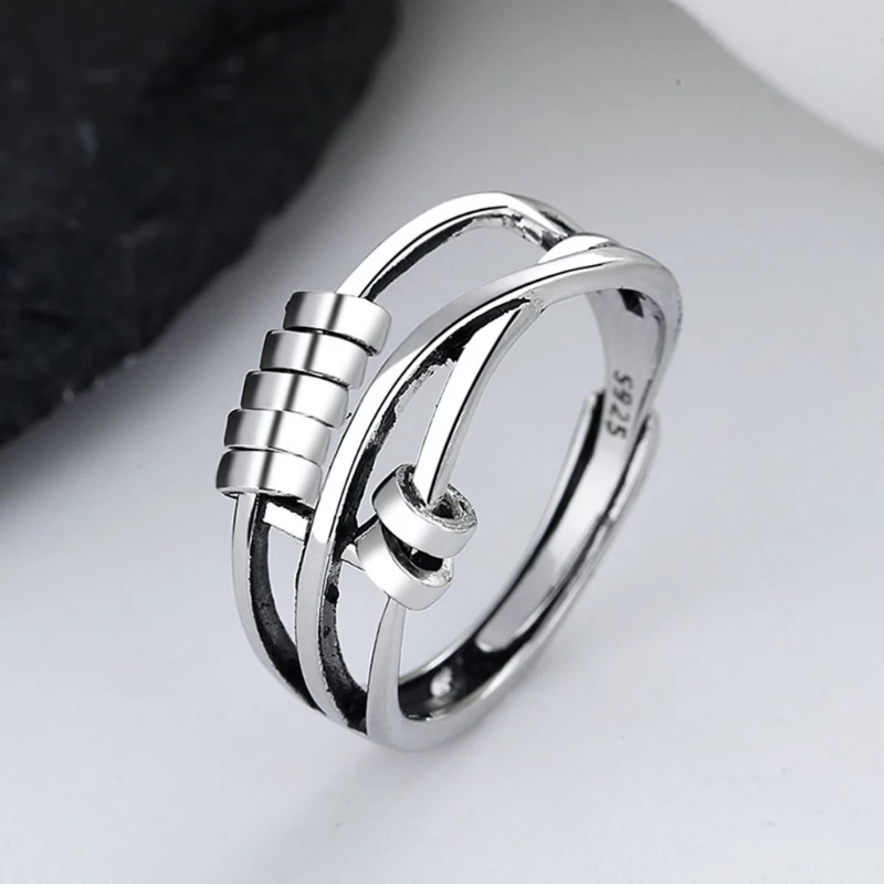 Ring 925 Sterling Sølv | Justerbar Pasform Ring | Roterende Bånd Design Til Hverdagsbrug & Forskellige Anledninger | Vanero