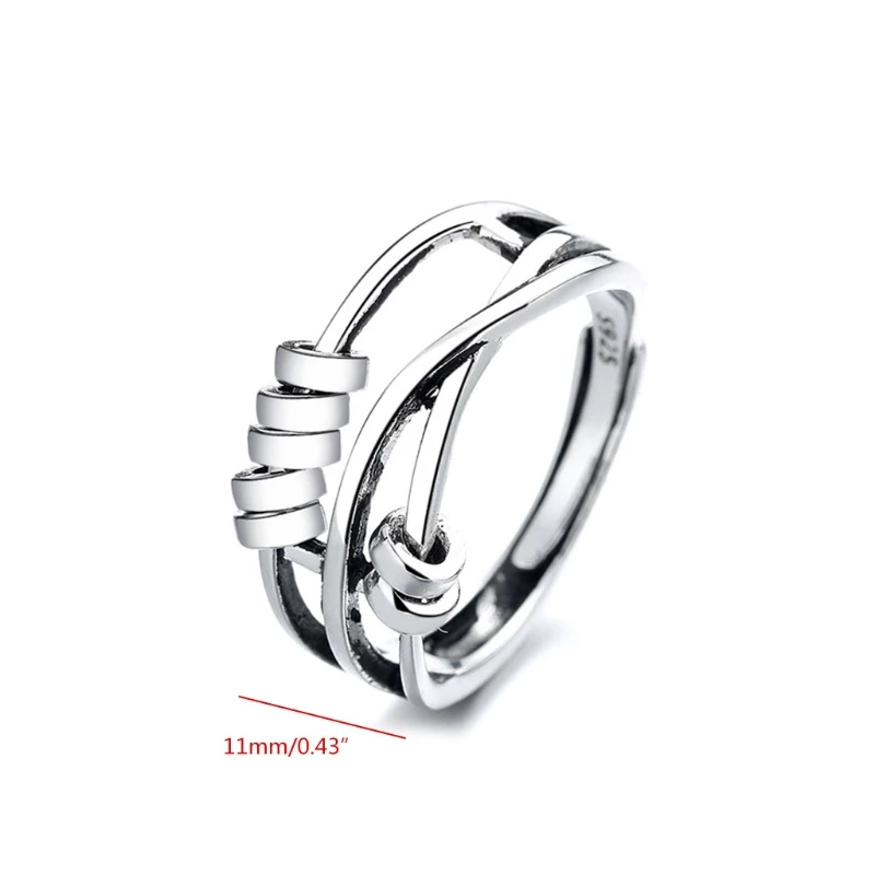 Ring 925 Sterling Sølv | Justerbar Pasform Ring | Roterende Bånd Design Til Hverdagsbrug & Forskellige Anledninger | Vanero