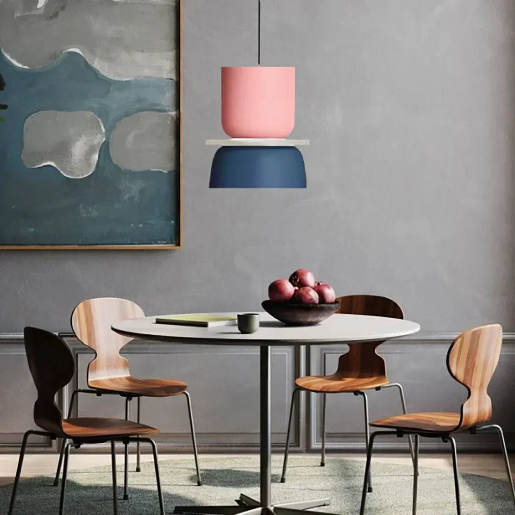 Pendellampe Med Farveblokdesign | Metal Loftlampe Med E27 Fatning | Indendørs Belysning | Vanero