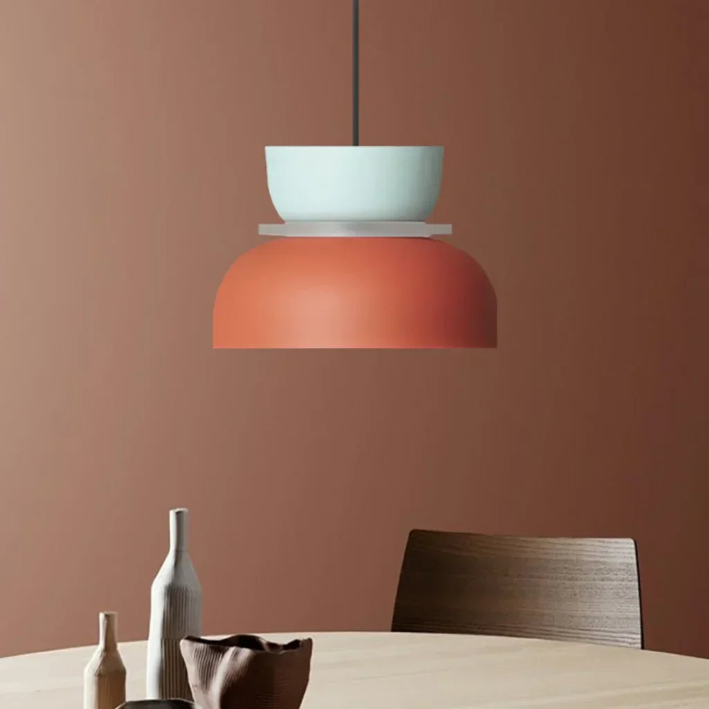 Pendellampe Med Farveblokdesign | Metal Loftlampe Med E27 Fatning | Indendørs Belysning | Vanero